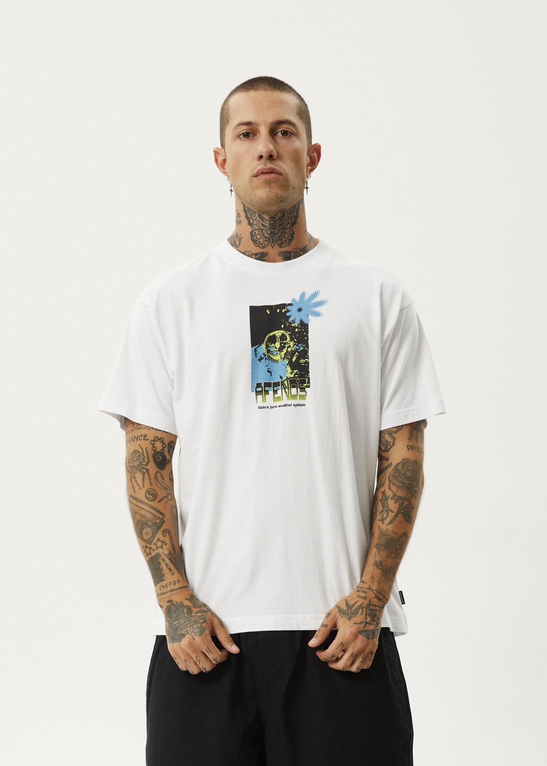 AFENDS Mens Space Junk - Boxy Fit Tee - White 