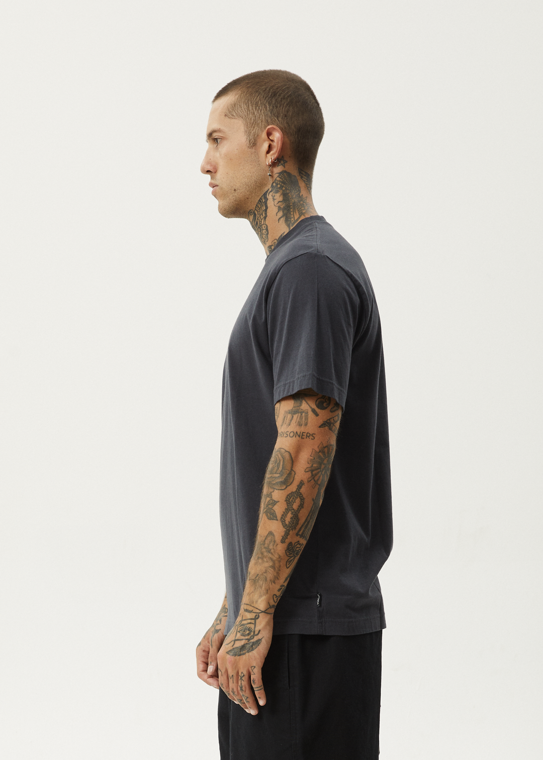 AFENDS Mens Message - Retro Fit Tee - Charcoal 