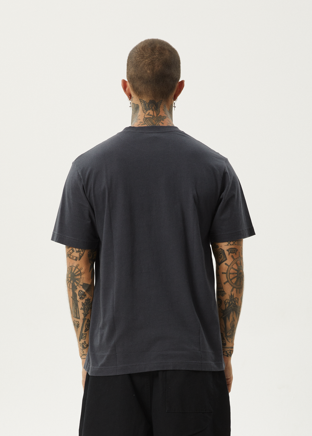 AFENDS Mens Message - Retro Fit Tee - Charcoal 