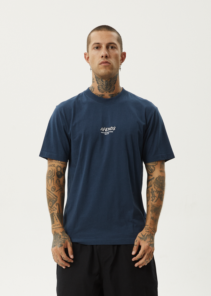 Afends Mens Message - Retro Fit Tee - Navy 