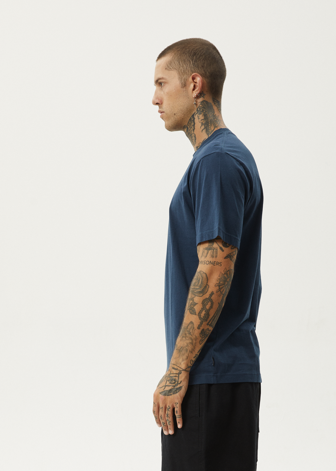 AFENDS Mens Message - Retro Fit Tee - Navy 