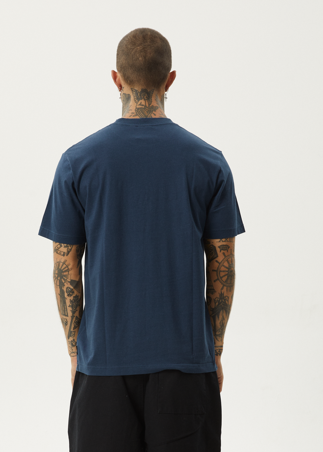 AFENDS Mens Message - Retro Fit Tee - Navy 