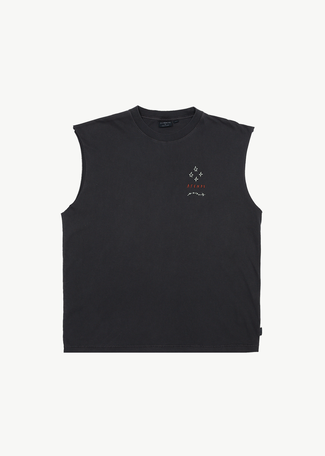 AFENDS Mens Stars - Sleeveless Tee - Stone Black 