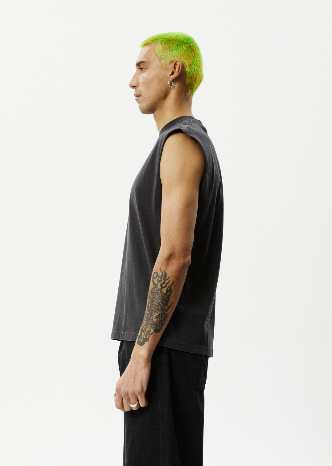 AFENDS Mens Statue - Sleeveless Tee - Stone Black 