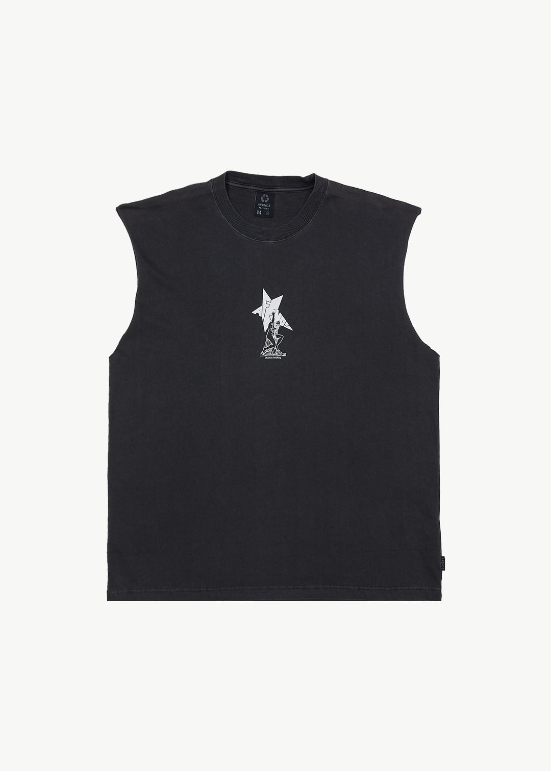 AFENDS Mens Statue - Sleeveless Tee - Stone Black 