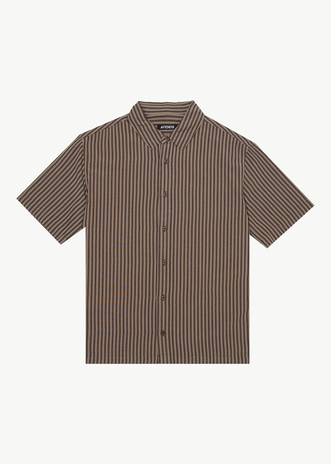 AFENDS Mens Space - Short Sleeve Shirt - Coffee Stripe 