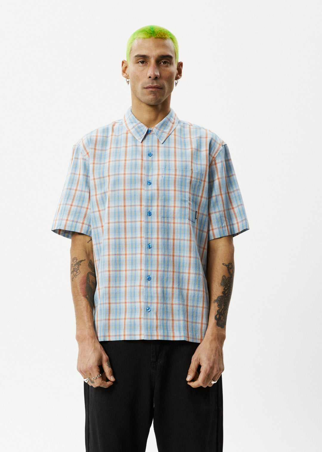 AFENDS Mens Position - Short Sleeve Shirt - Lake Check 