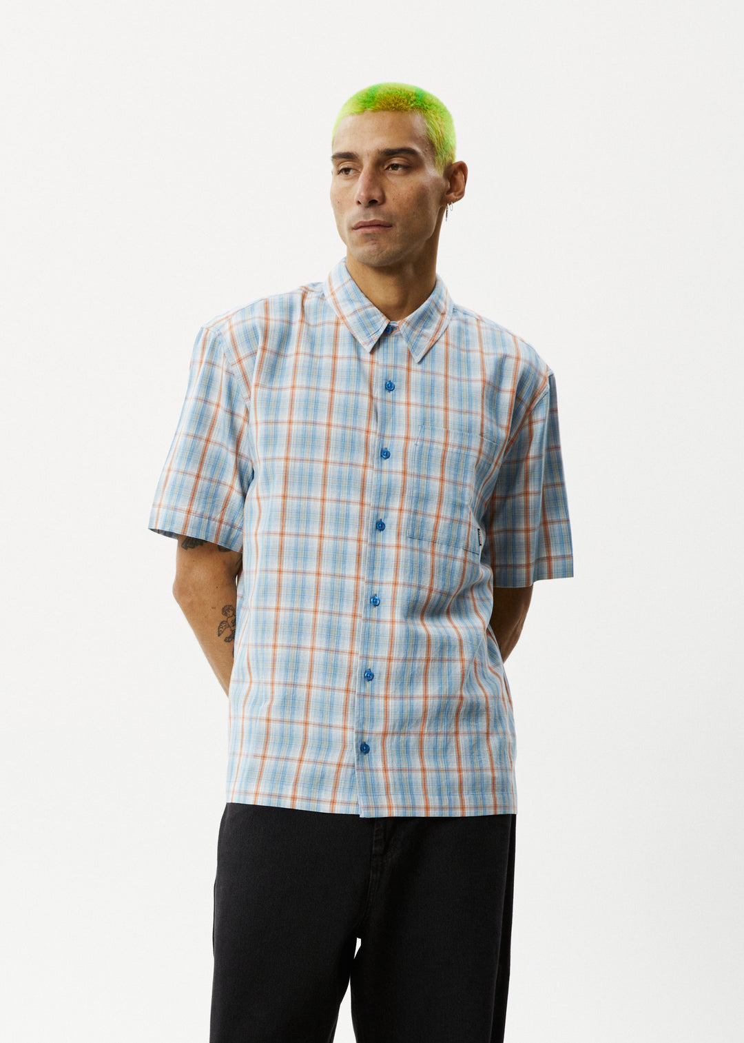 AFENDS Mens Position - Short Sleeve Shirt - Lake Check 