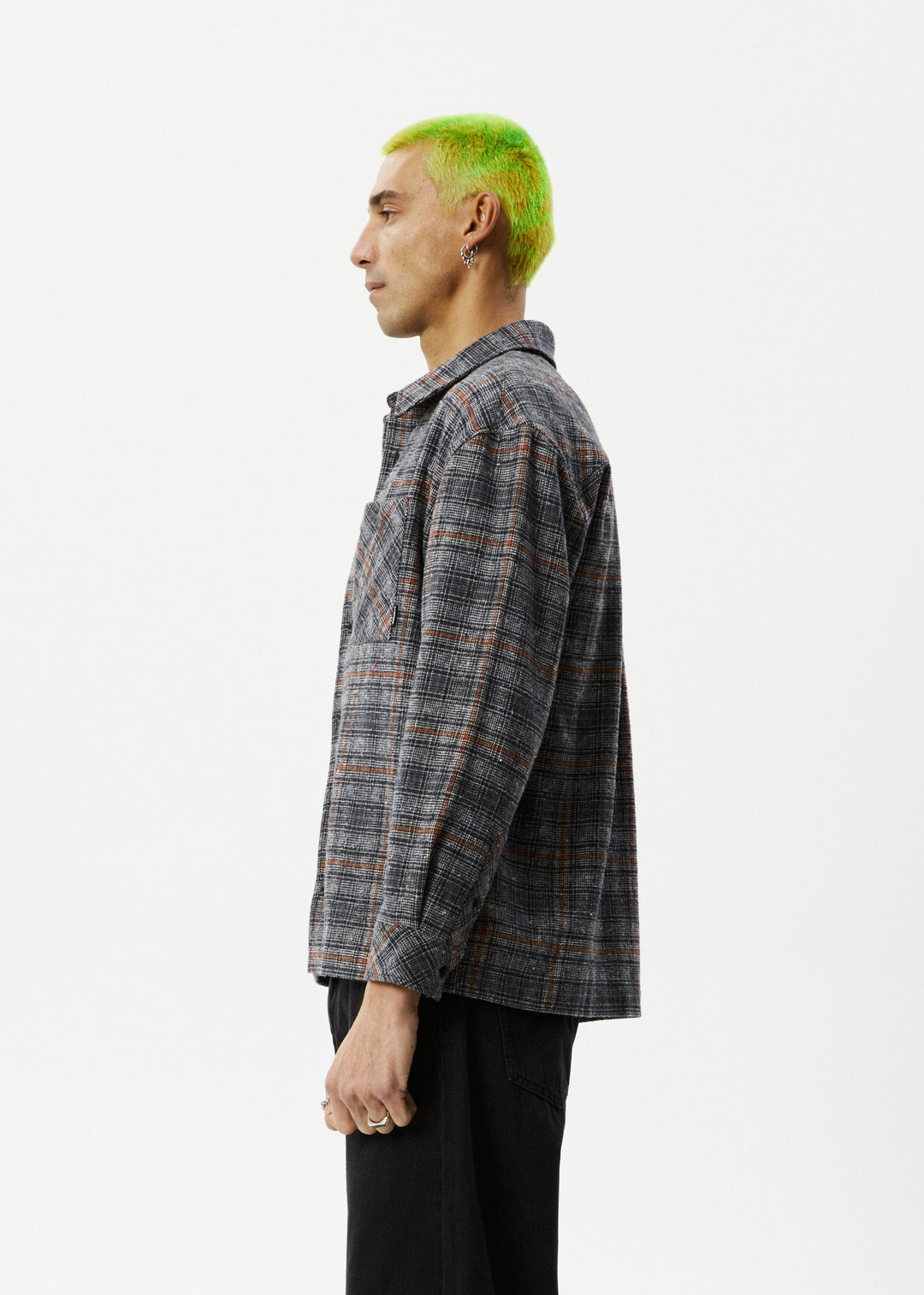 AFENDS Mens Position - Flannel Shirt - Black 