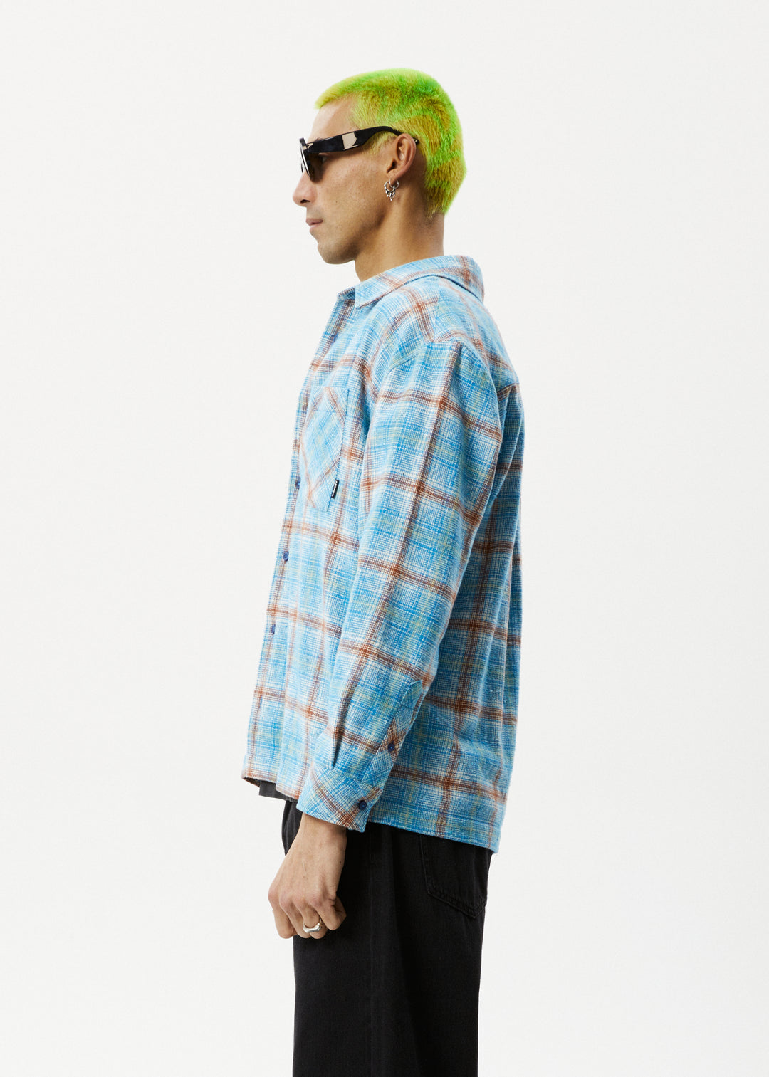 AFENDS Mens Position - Flannel Shirt - Lake Check 