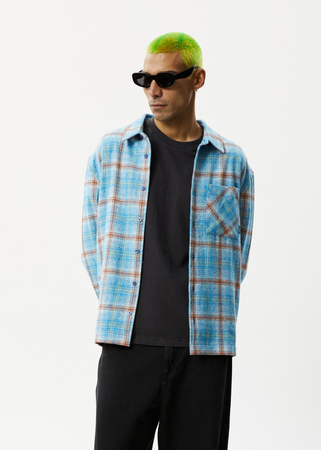 AFENDS Mens Position - Flannel Shirt - Lake Check 