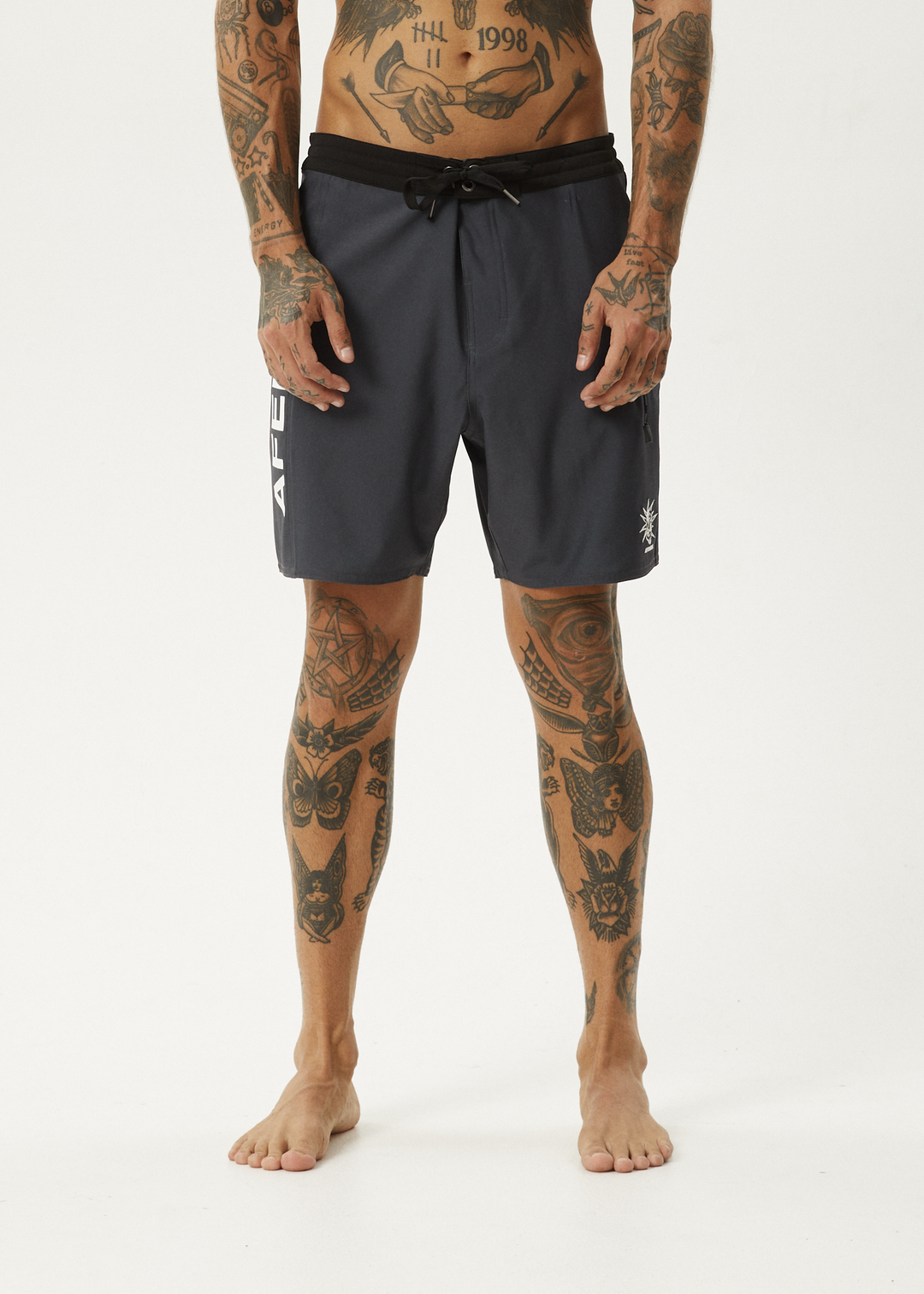 AFENDS Mens Graveyard - Surf Related Boardshorts 18" - Charcoal 