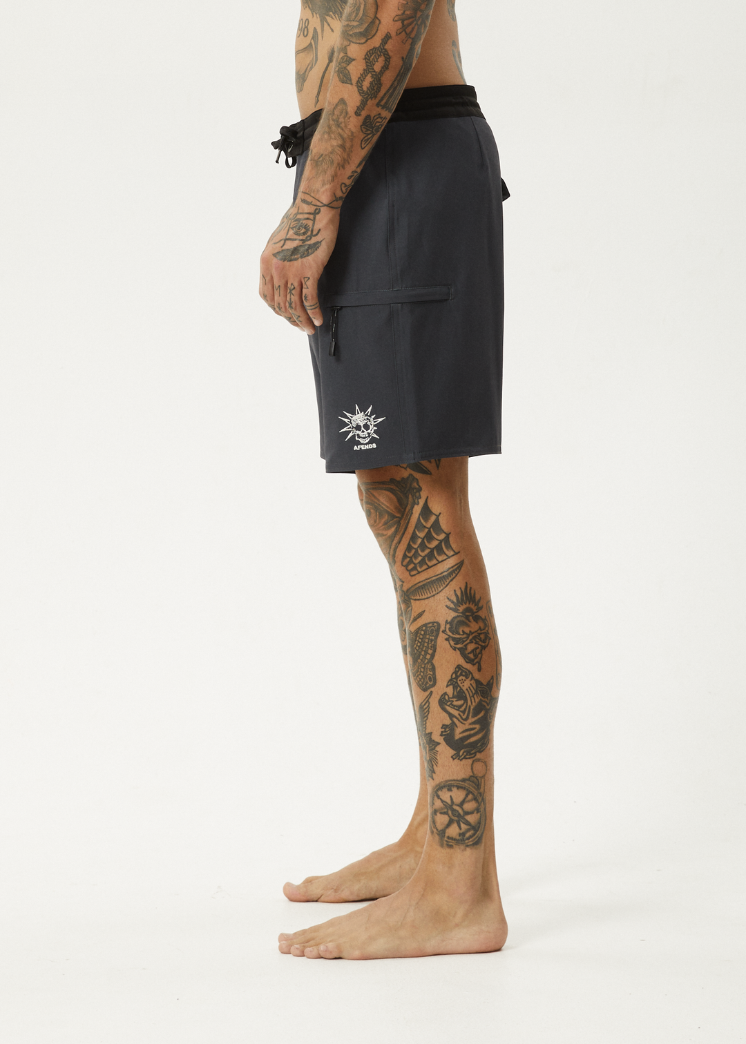 AFENDS Mens Graveyard - Surf Related Boardshorts 18" - Charcoal 