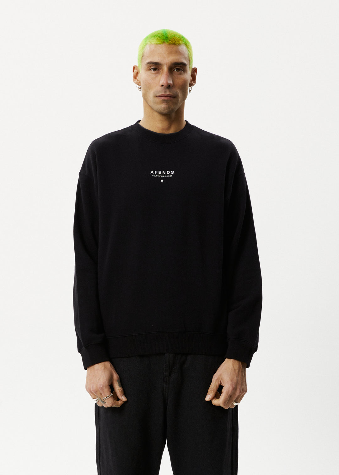 AFENDS Mens Space - Crew Neck - Black 