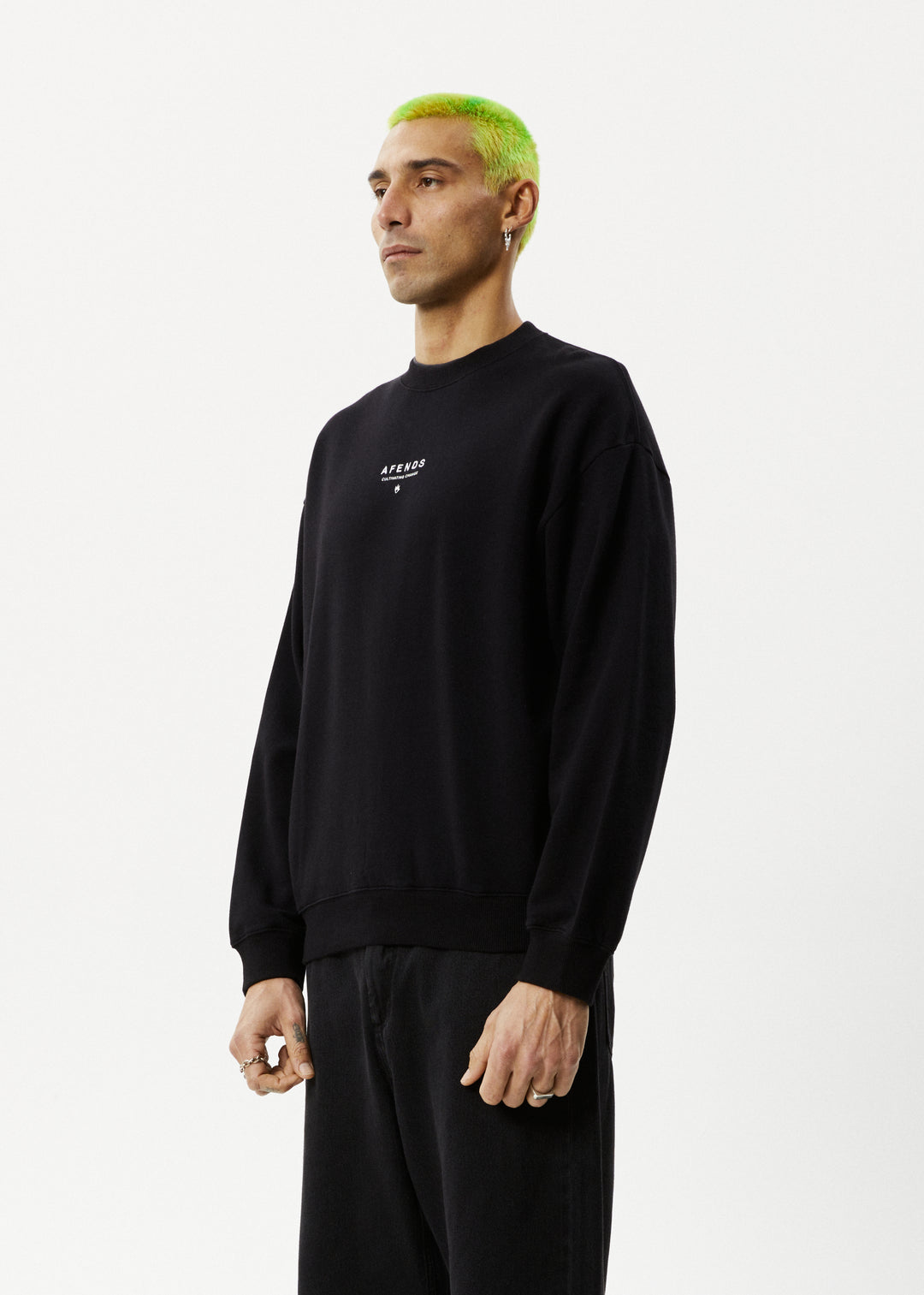 AFENDS Mens Space - Crew Neck - Black 