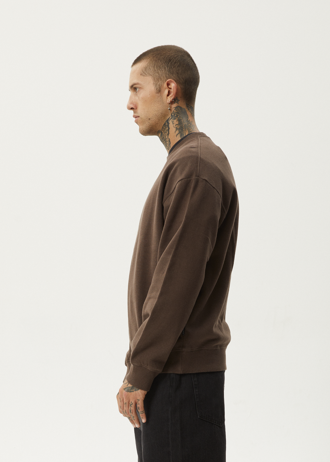 AFENDS Mens Space - Crew Neck - Coffee 