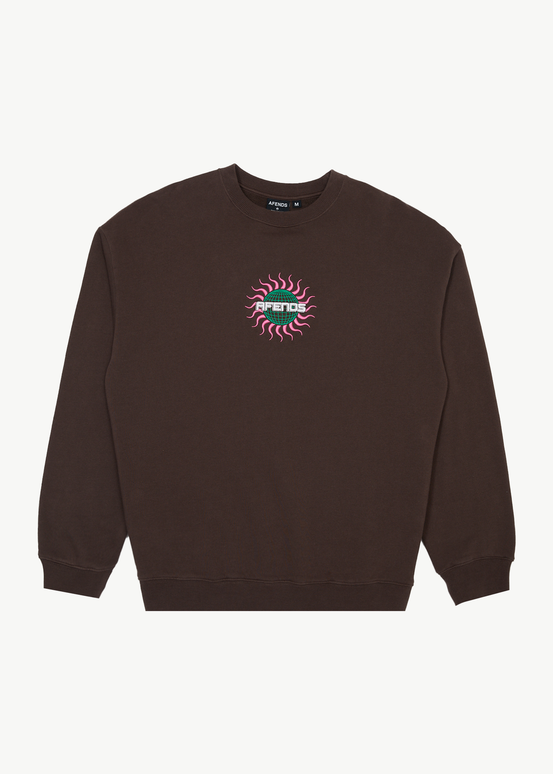 AFENDS Mens Solar Flare - Crew Neck - Coffee 