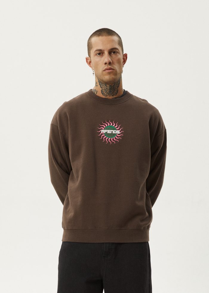 Afends Mens Solar Flare - Crew Neck - Coffee 