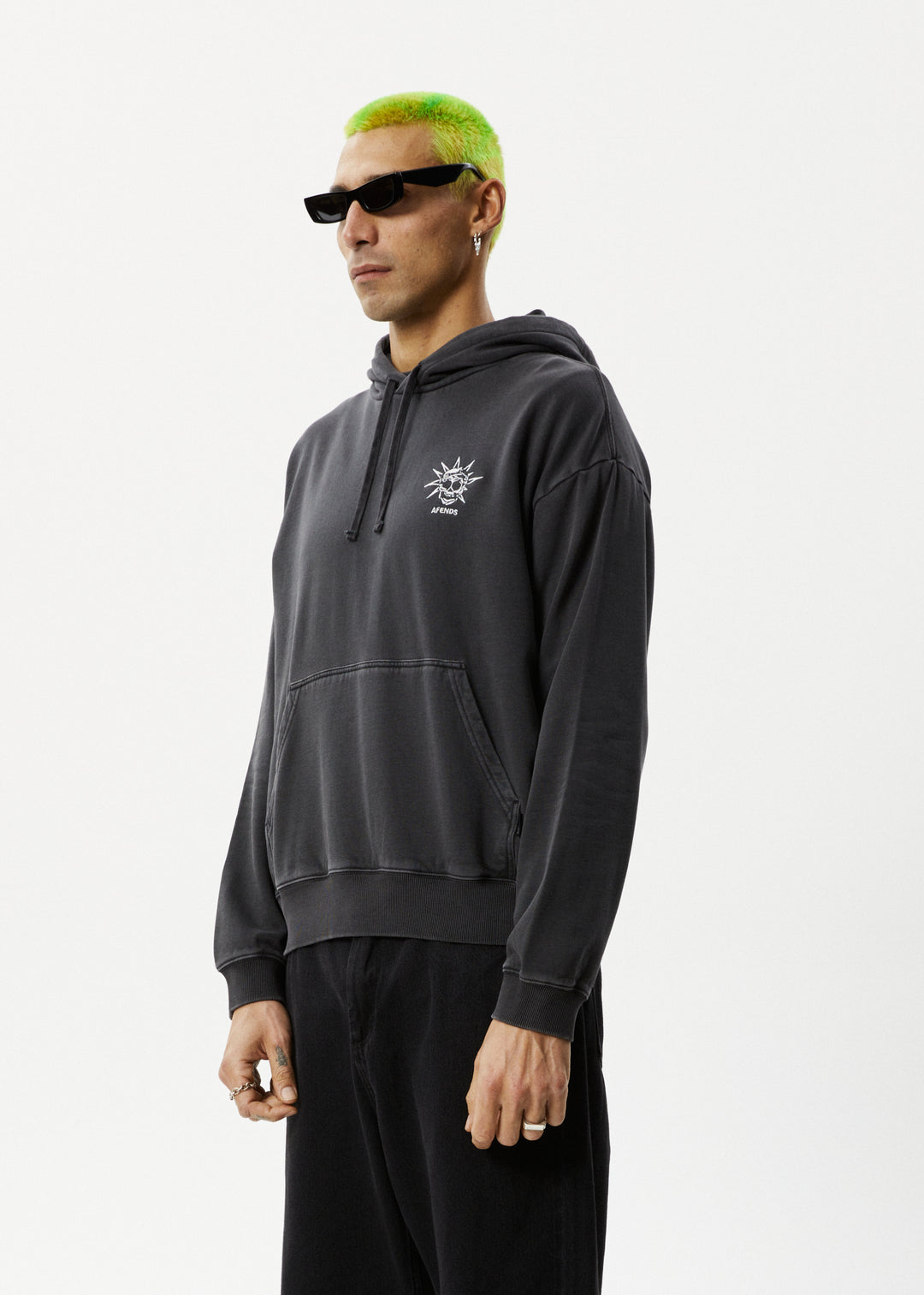 AFENDS Mens Graveyard - Pull On Hood - Charcoal 