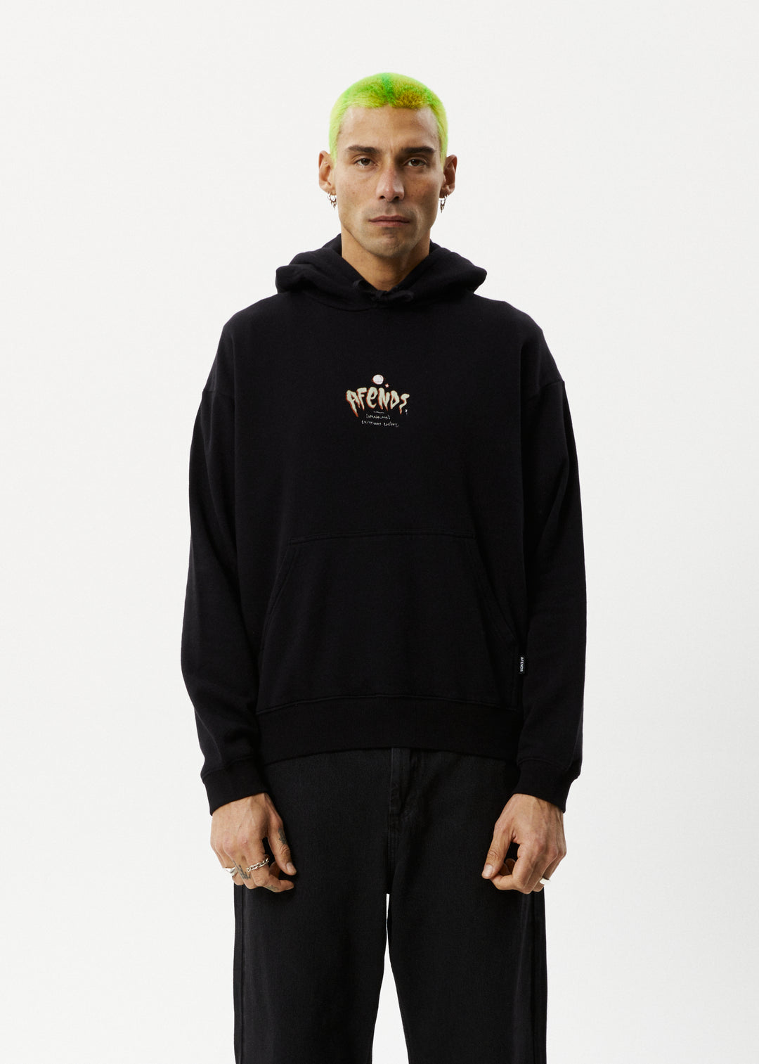 AFENDS Mens Enjoyment - Pull On Hood - Black 