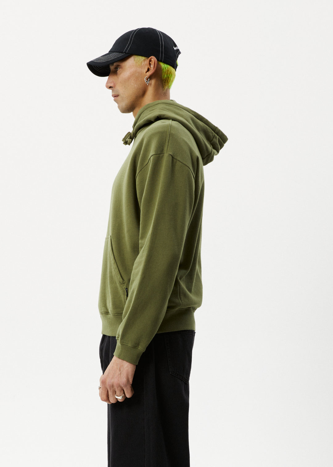 AFENDS Mens Enjoyment - Pull On Hood - Military 