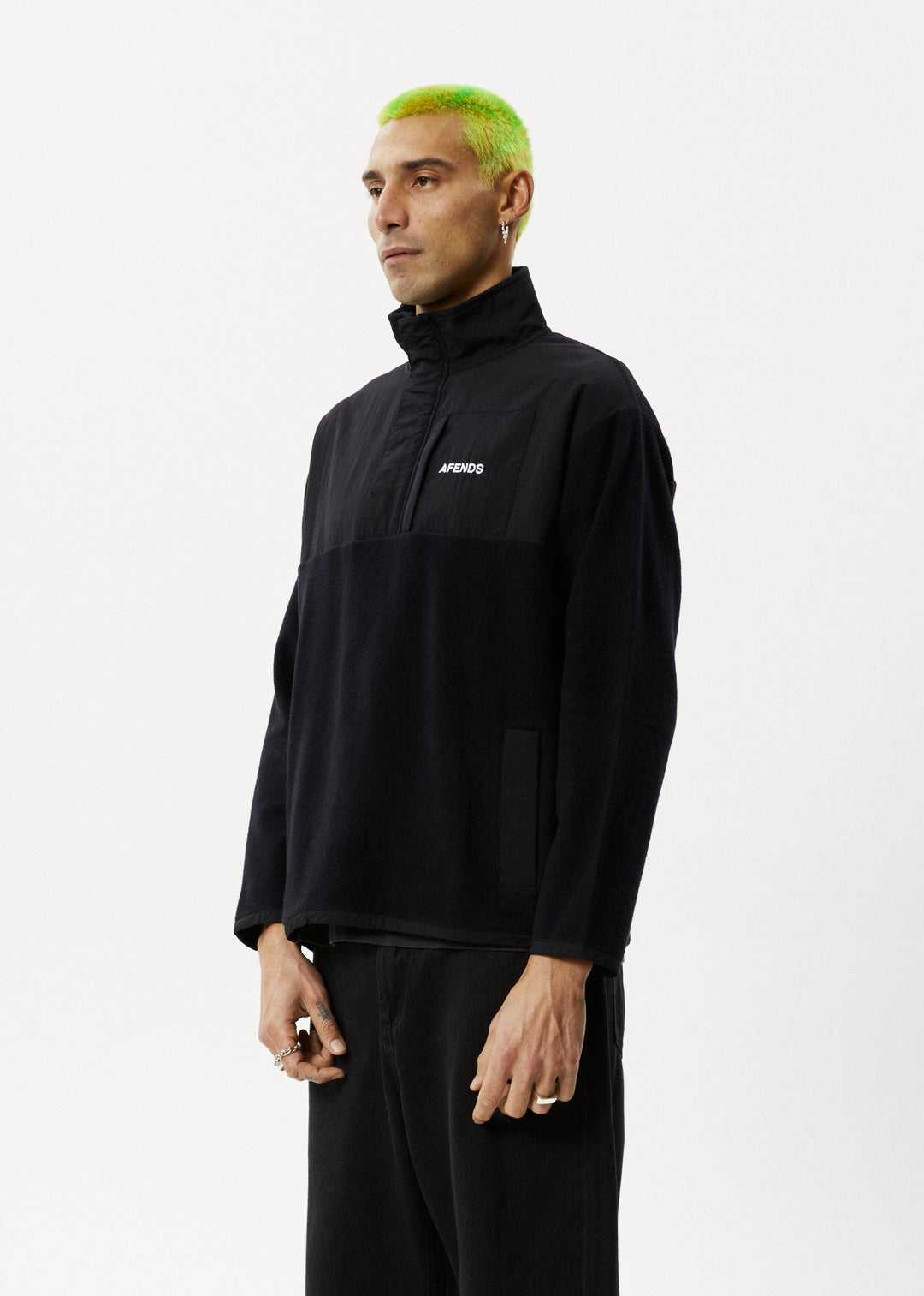 AFENDS Mens Message - Fleece Pullover - Black 