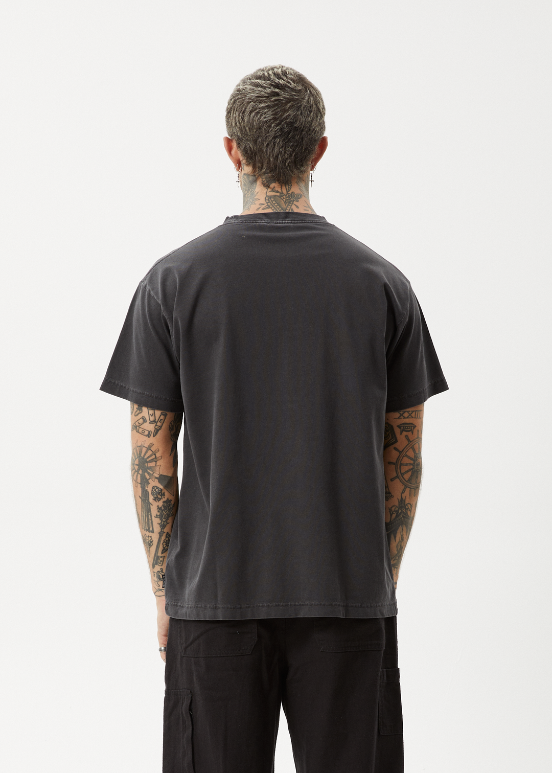 AFENDS Mens Return - Boxy T-Shirt - Stone Black 