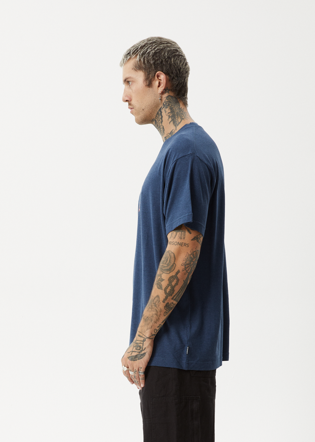 AFENDS Mens Sunflower - Boxy T-Shirt - Navy 