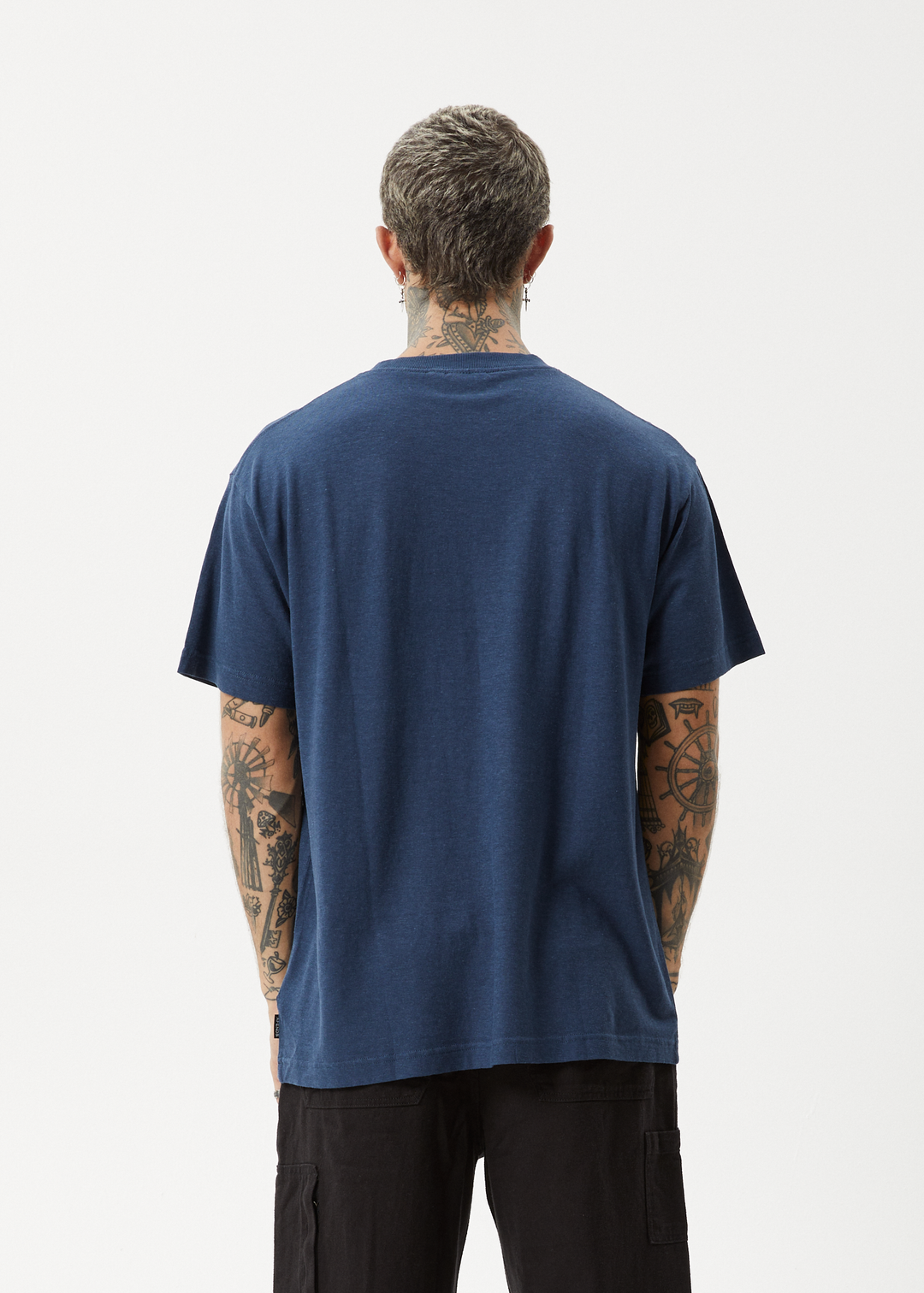 AFENDS Mens Sunflower - Boxy T-Shirt - Navy 