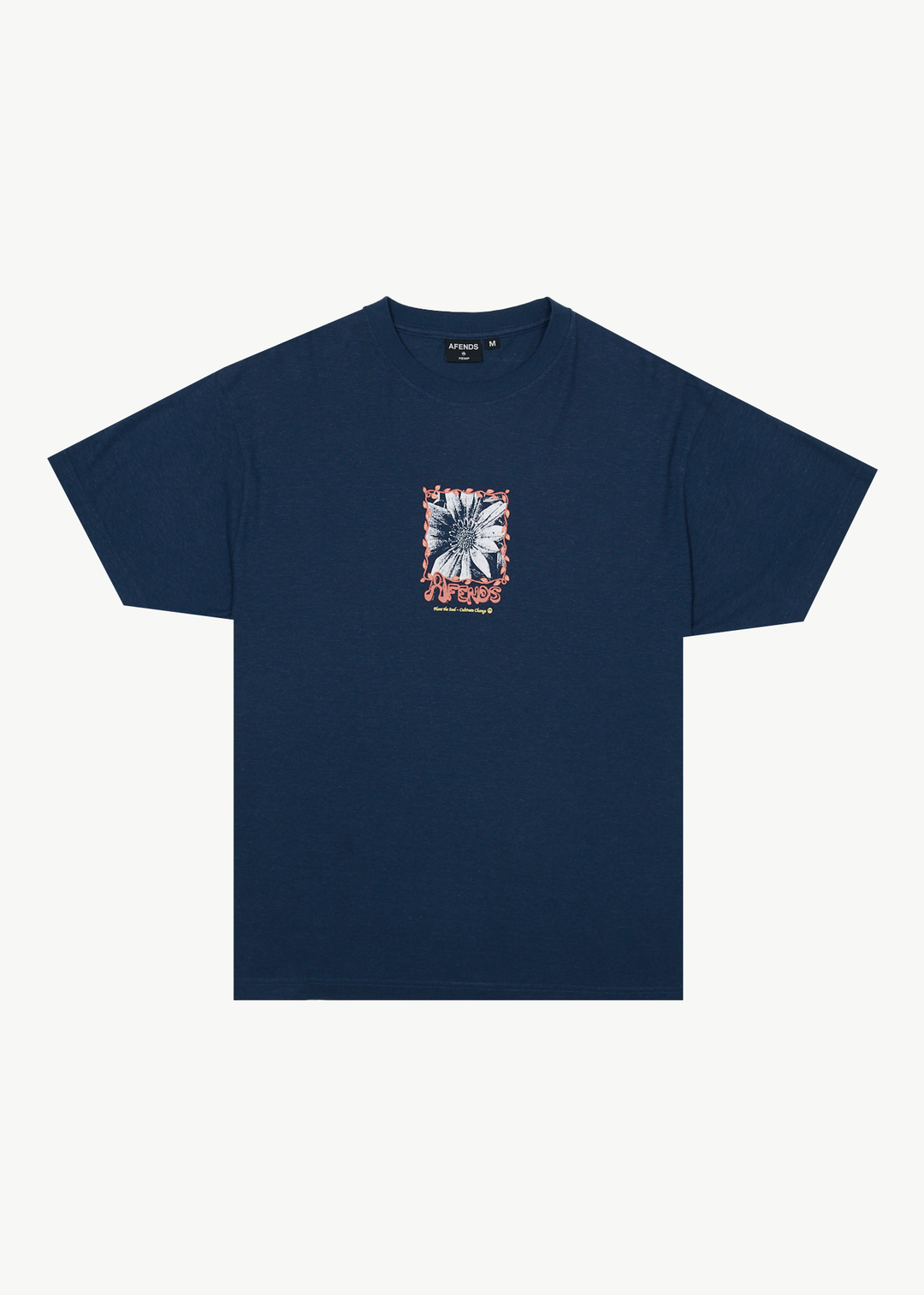 AFENDS Mens Sunflower - Boxy T-Shirt - Navy 