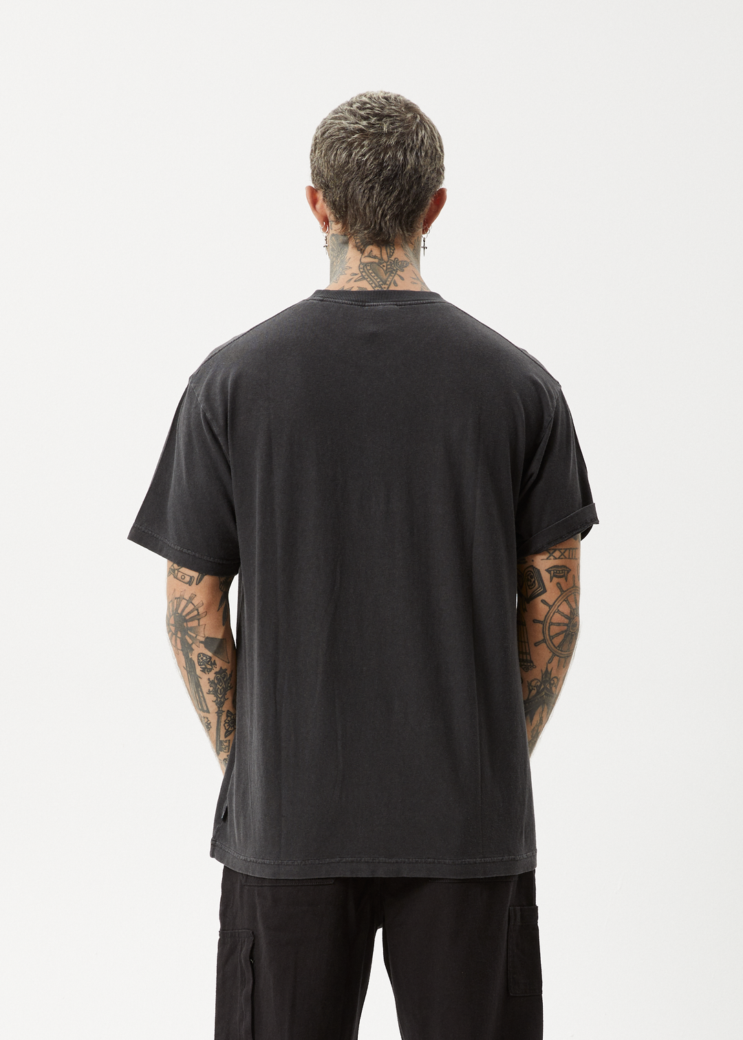 AFENDS Mens Sunflower - Boxy T-Shirt - Stone Black 