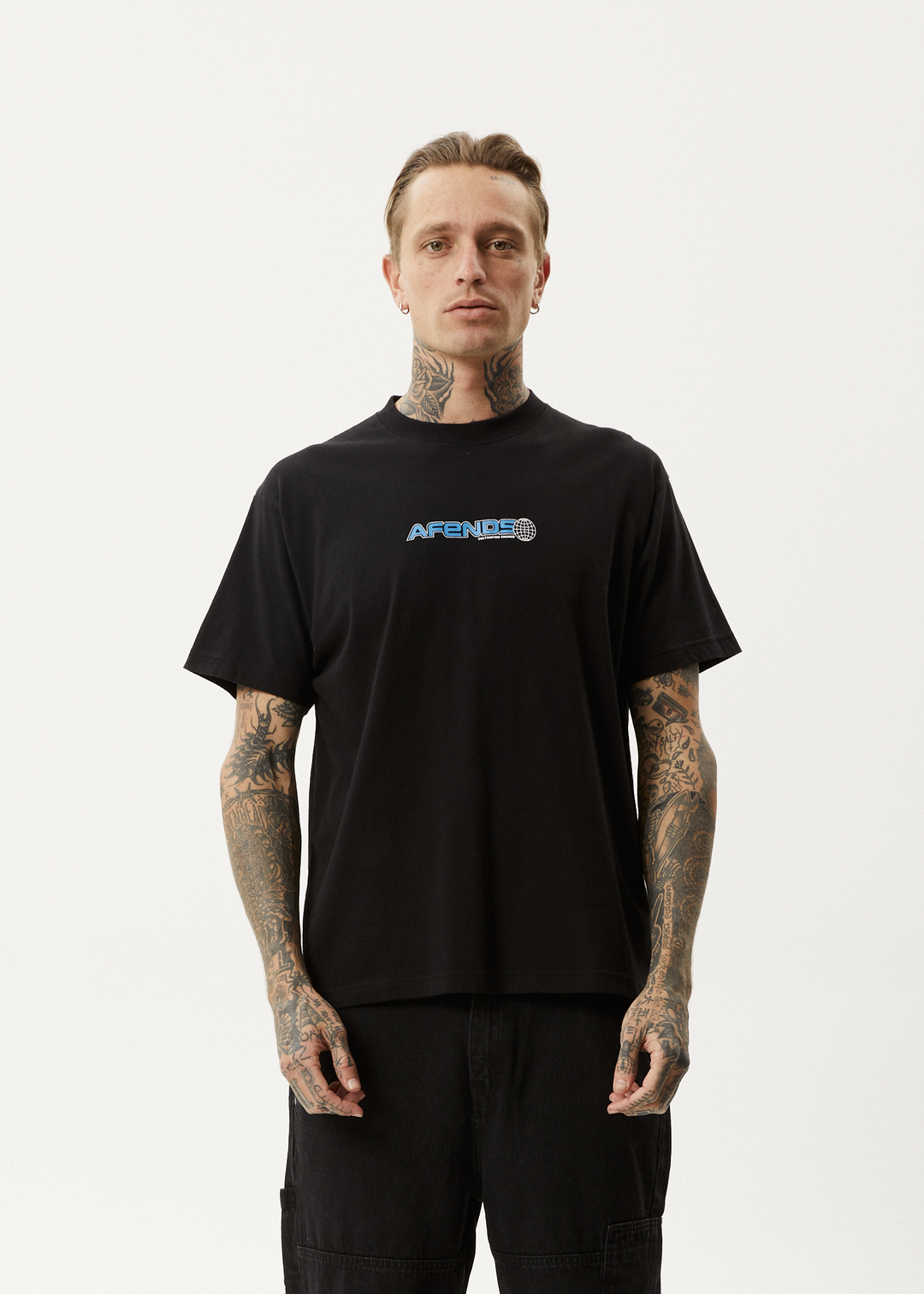 AFENDS Mens Pilot - Boxy T-Shirt - Black 