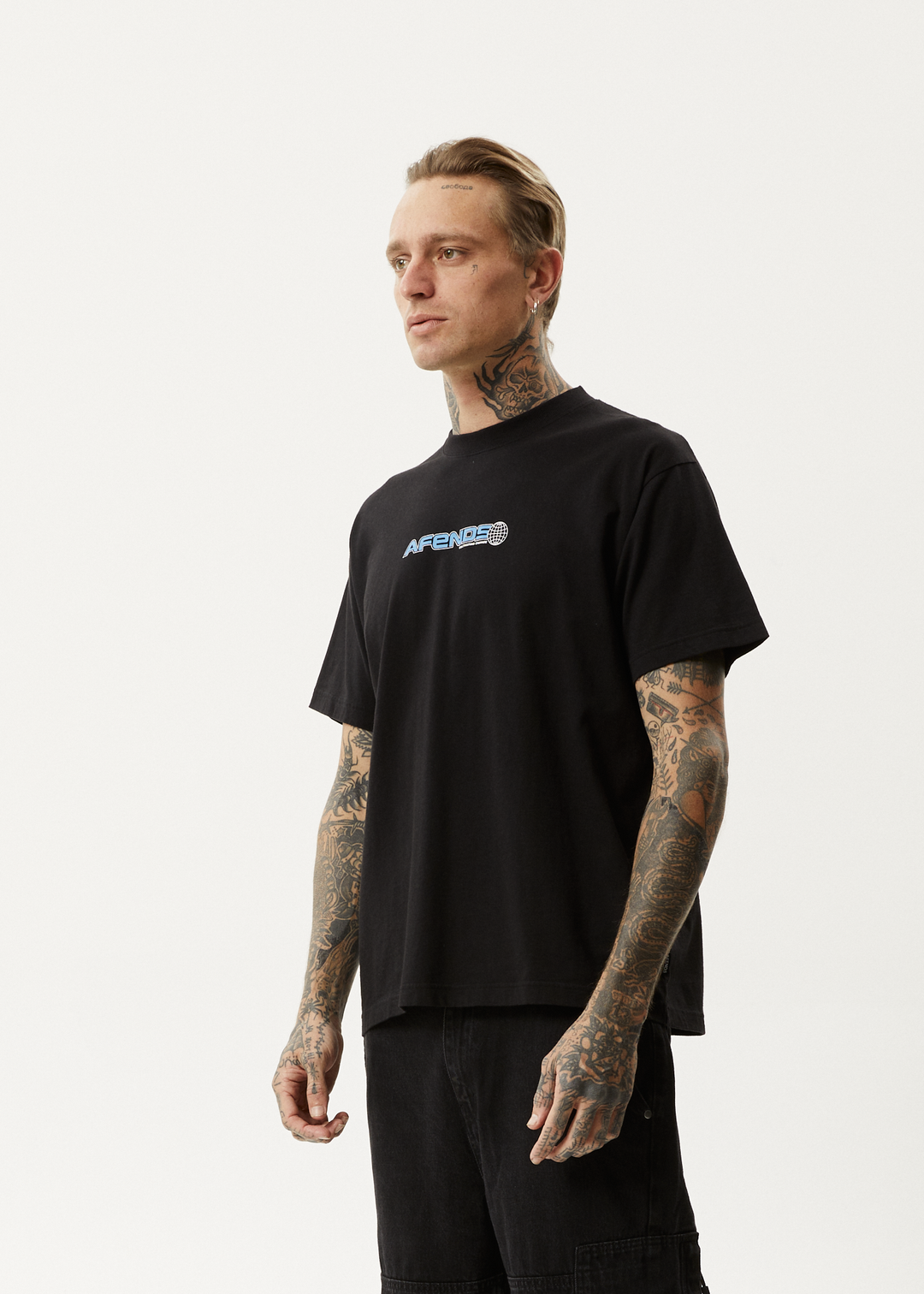 AFENDS Mens Pilot - Boxy T-Shirt - Black 