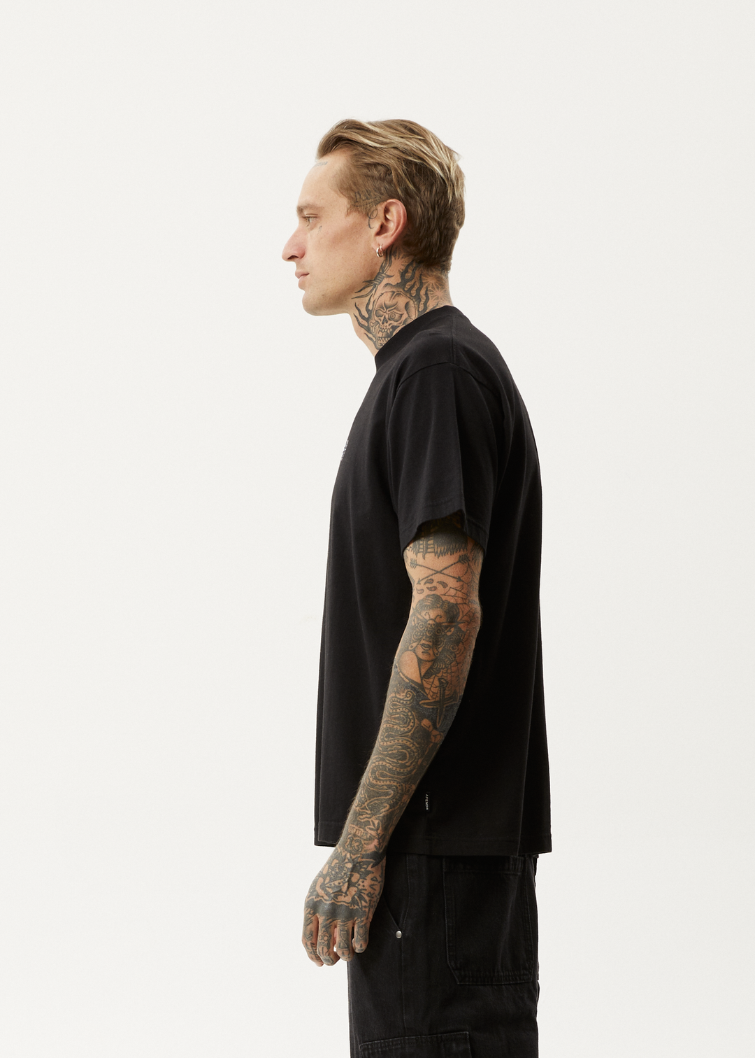 AFENDS Mens Pilot - Boxy T-Shirt - Black 