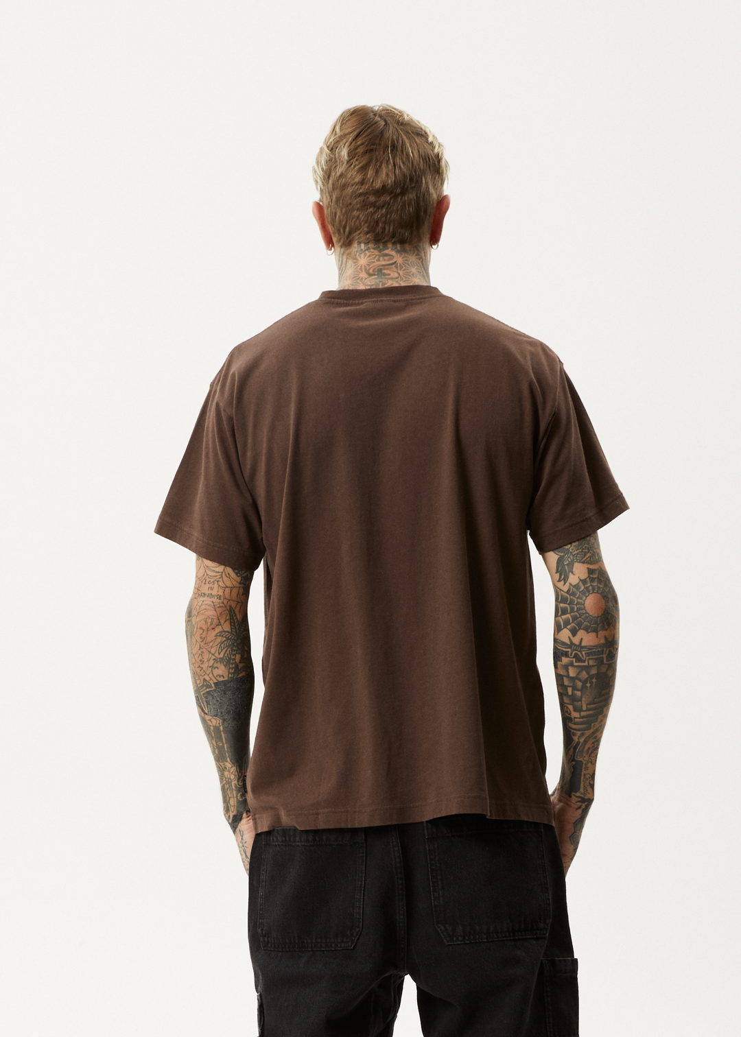 AFENDS Mens Pilot - Boxy T-Shirt - Coffee 