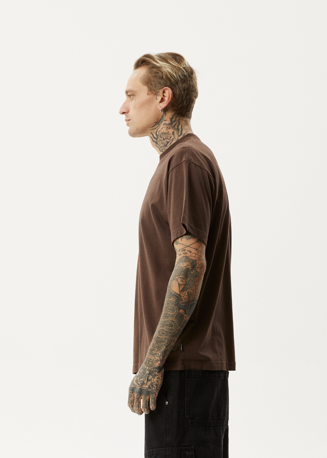 AFENDS Mens Pilot - Boxy T-Shirt - Coffee 