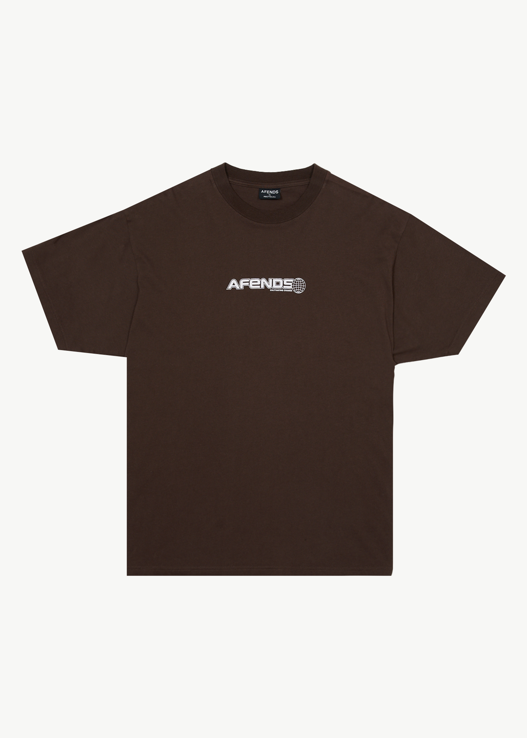 AFENDS Mens Pilot - Boxy T-Shirt - Coffee 