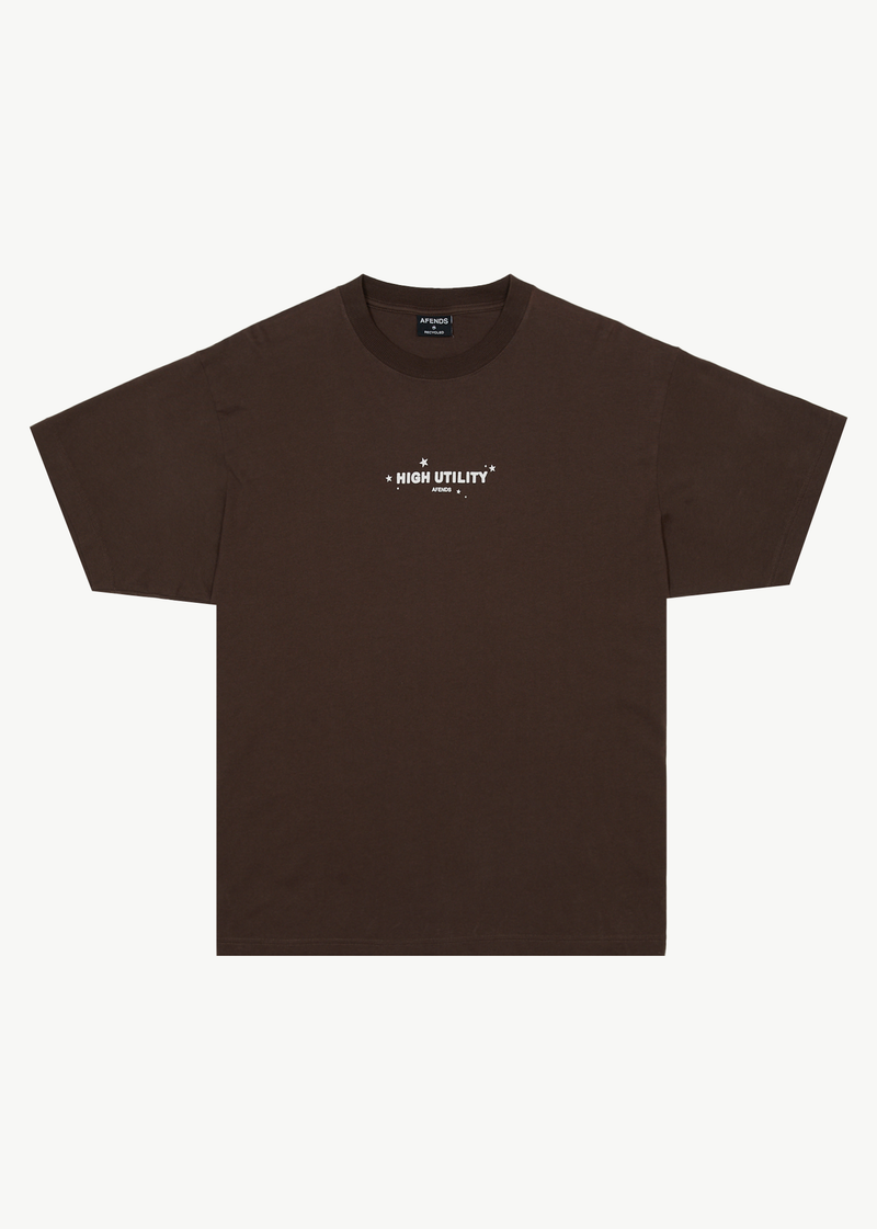 Afends Mens High Utility - Boxy T-Shirt - Coffee