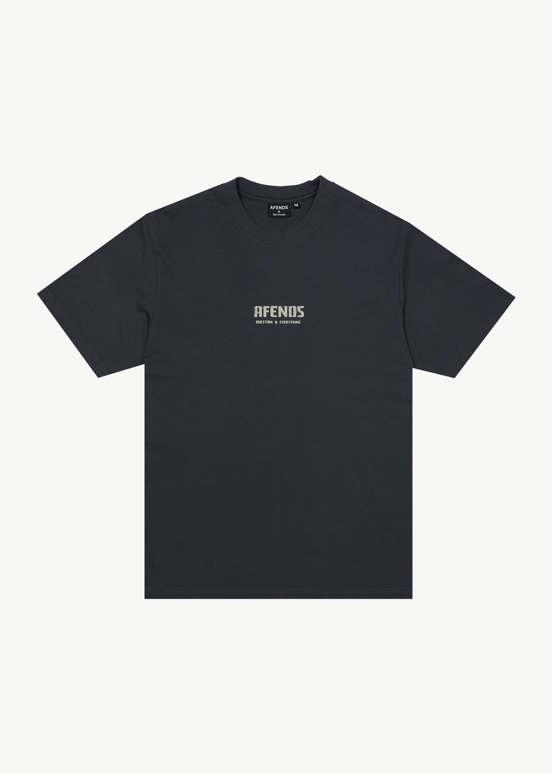 Afends Mens Questions - Retro T-Shirt - Charcoal