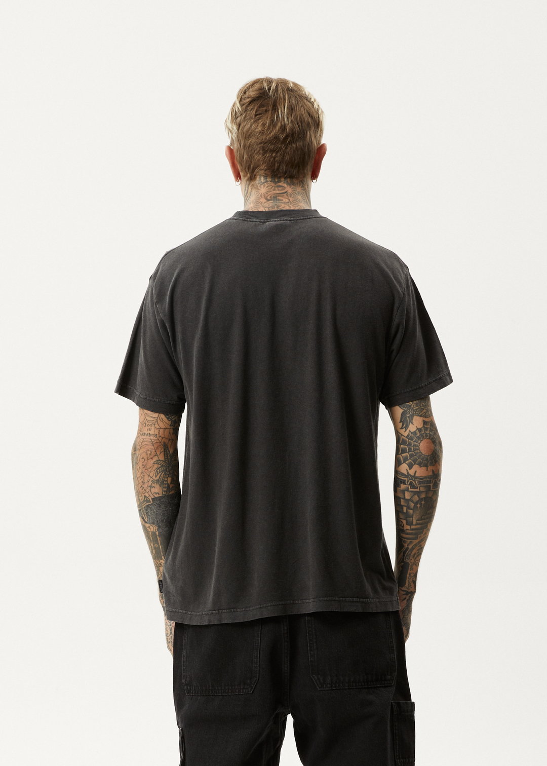 AFENDS Mens Magic Wizzo - Boxy T-Shirt - Stone Black 