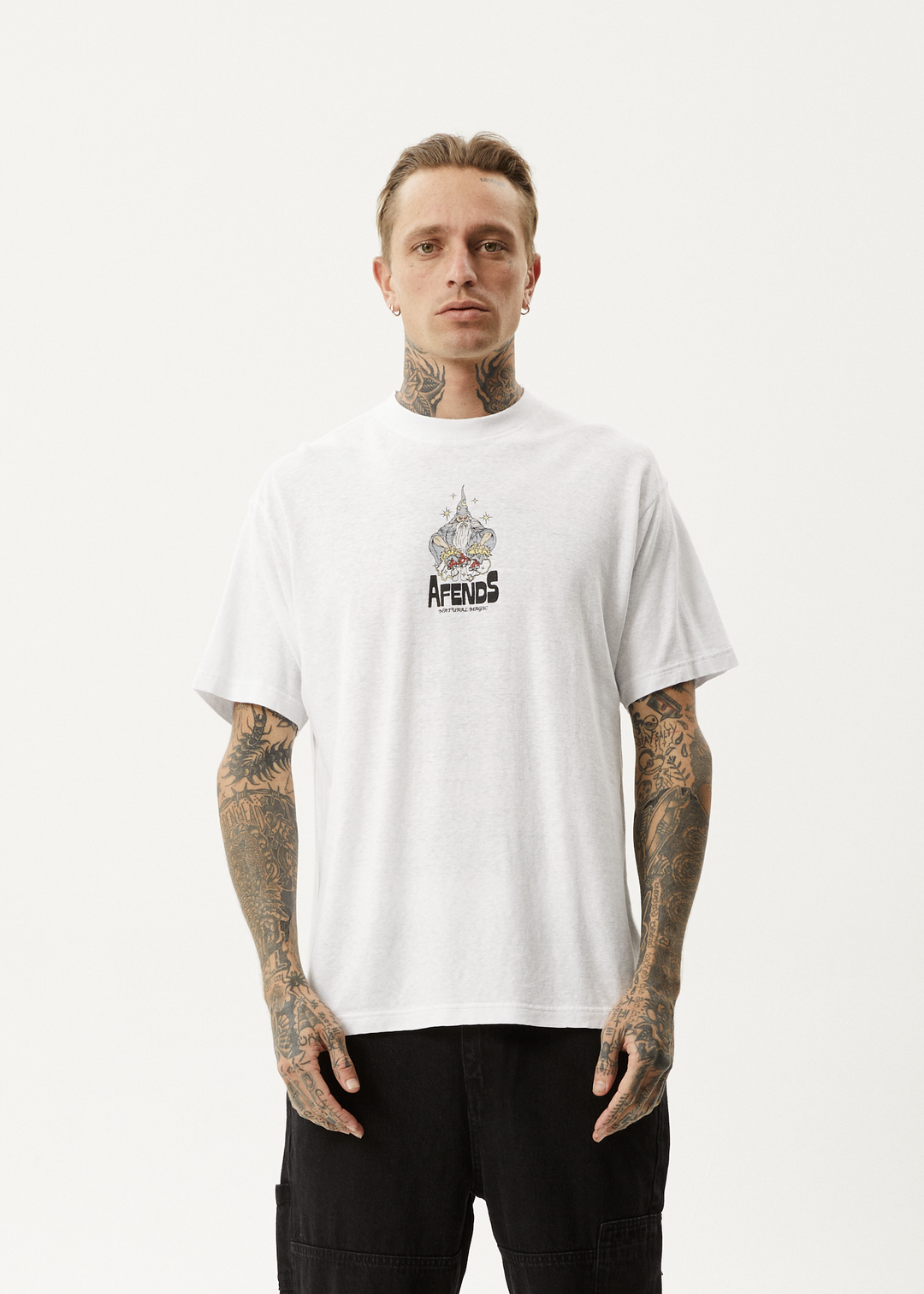 AFENDS Mens Magic Wizzo - Boxy T-Shirt - White 