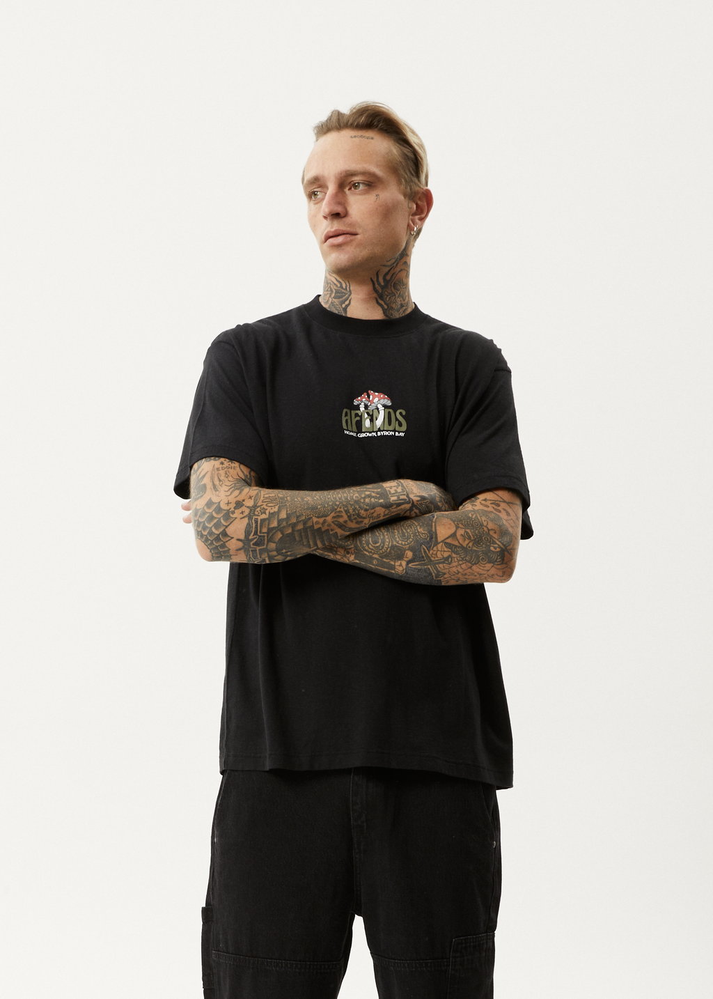 AFENDS Mens Let It Grow - Boxy Tee - Black