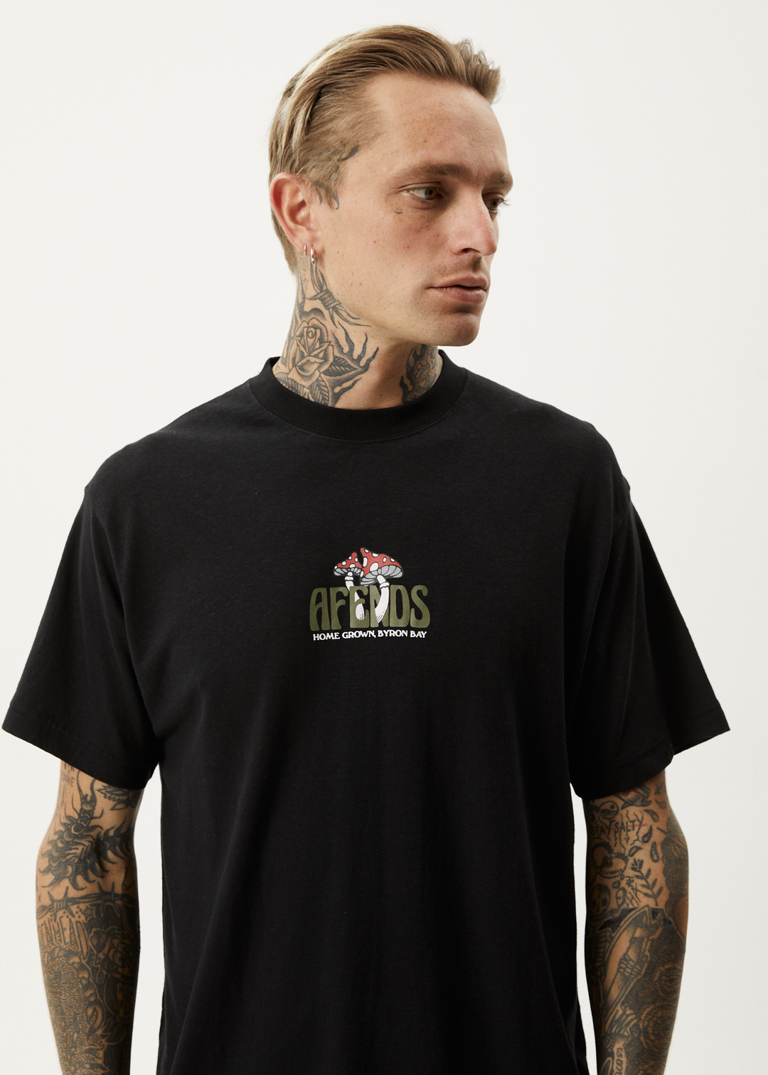 AFENDS Mens Let It Grow - Boxy T-Shirt - Black 