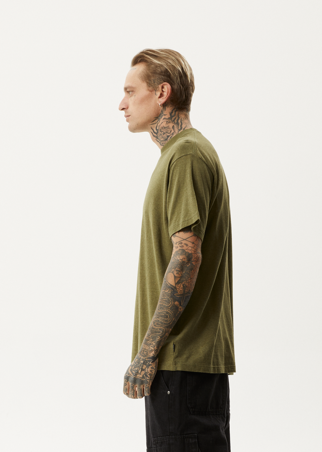 AFENDS Mens Let It Grow - Boxy T-Shirt - Military 