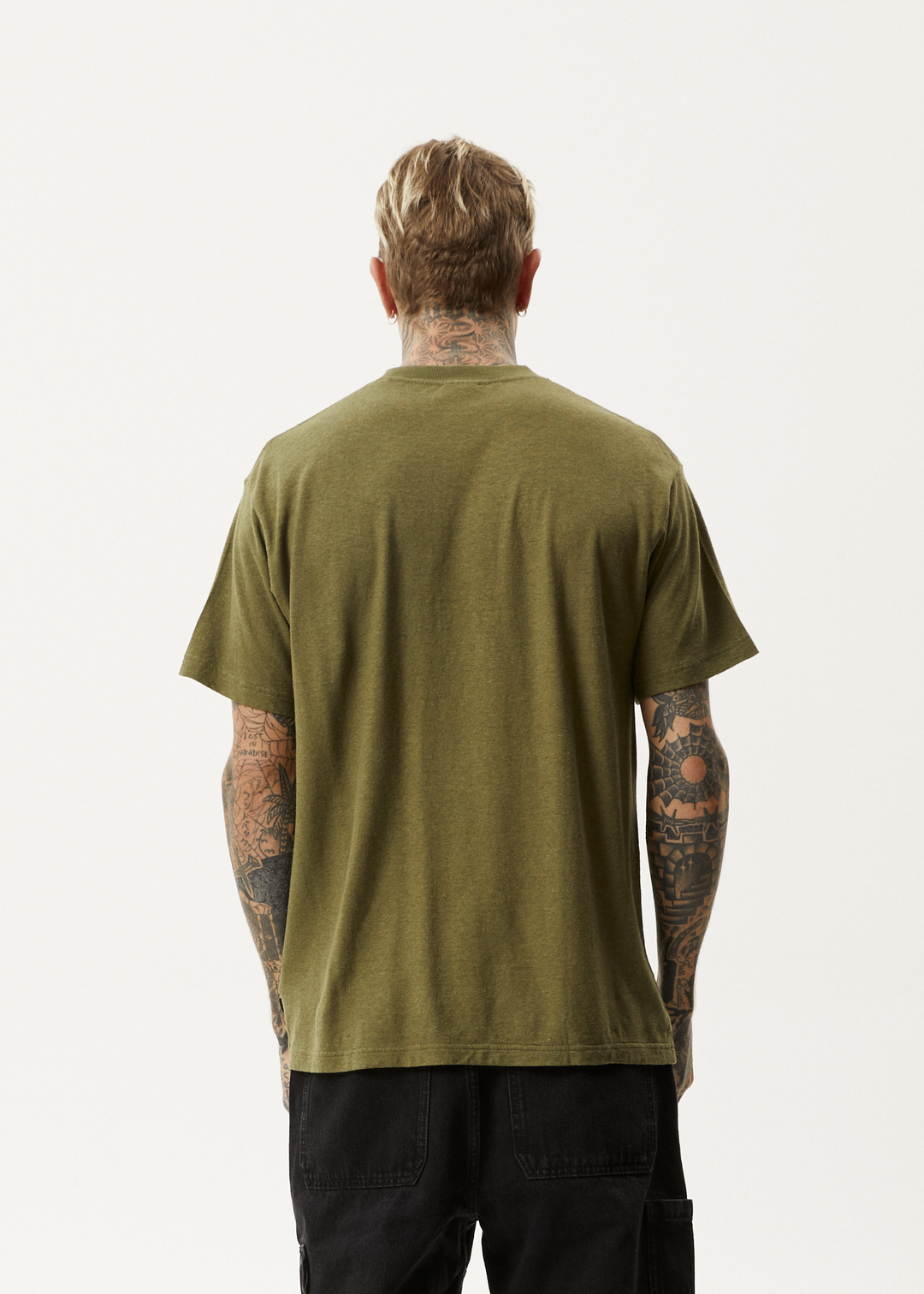 AFENDS Mens Let It Grow - Boxy T-Shirt - Military 