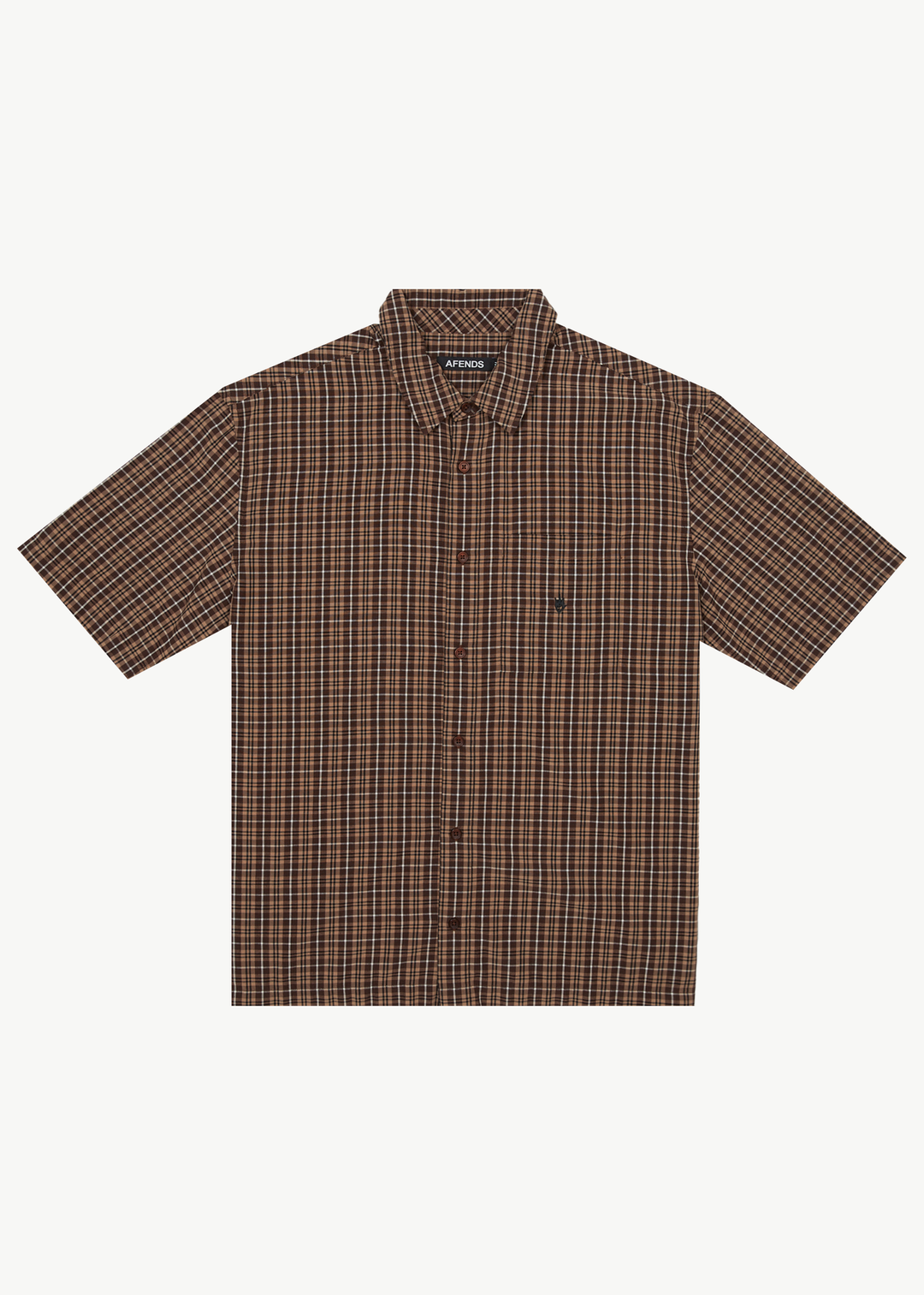 AFENDS Mens Hometown - Short Sleeve Shirt - Coffee 