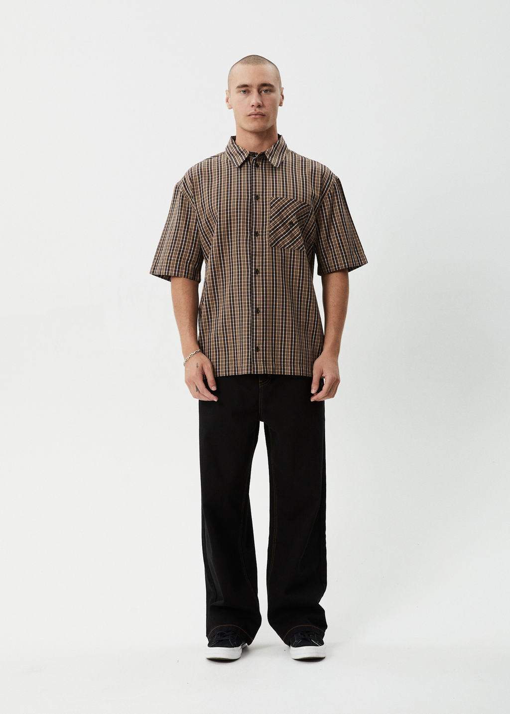 AFENDS Mens Hometown - Short Sleeve Shirt - Coffee