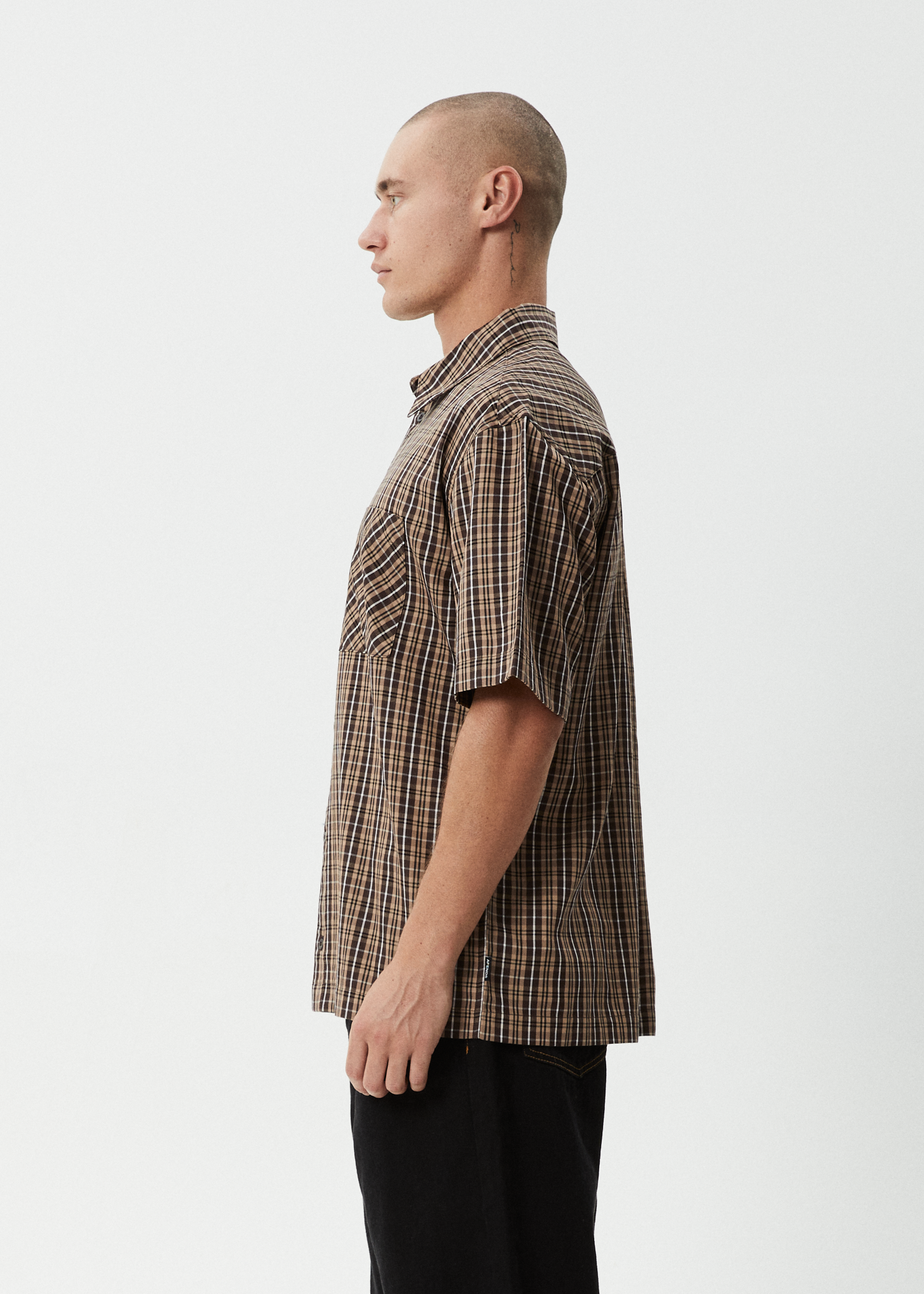 AFENDS Mens Hometown - Short Sleeve Shirt - Coffee