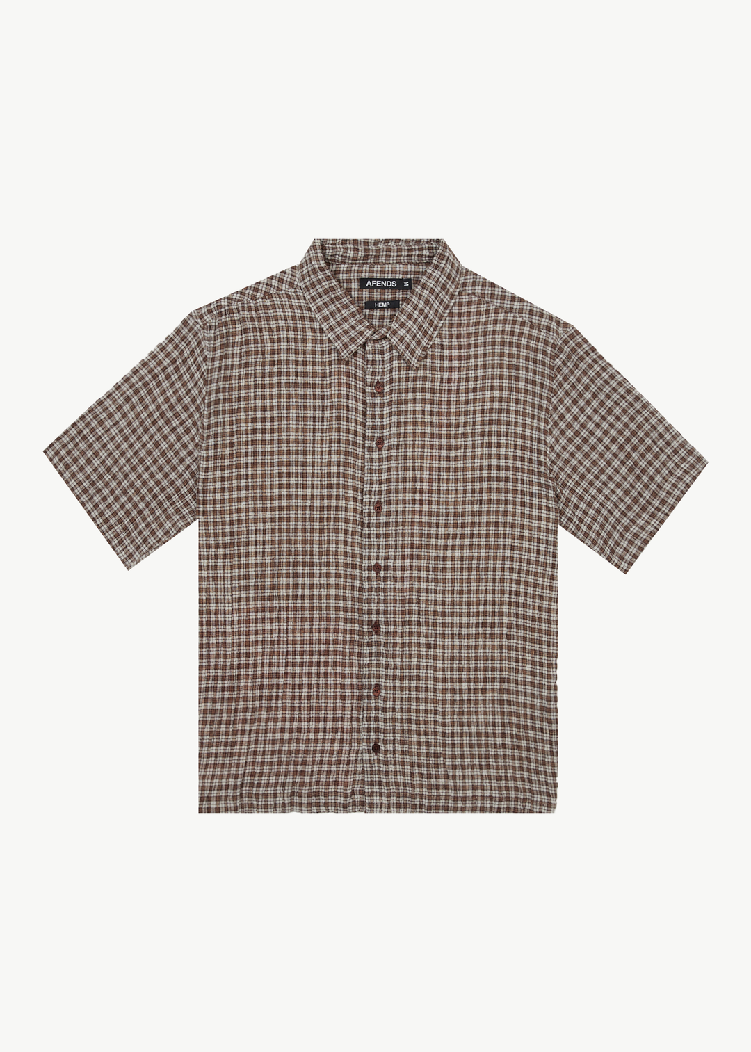 AFENDS Mens Base - Short Sleeve Shirt - Coffee Check 