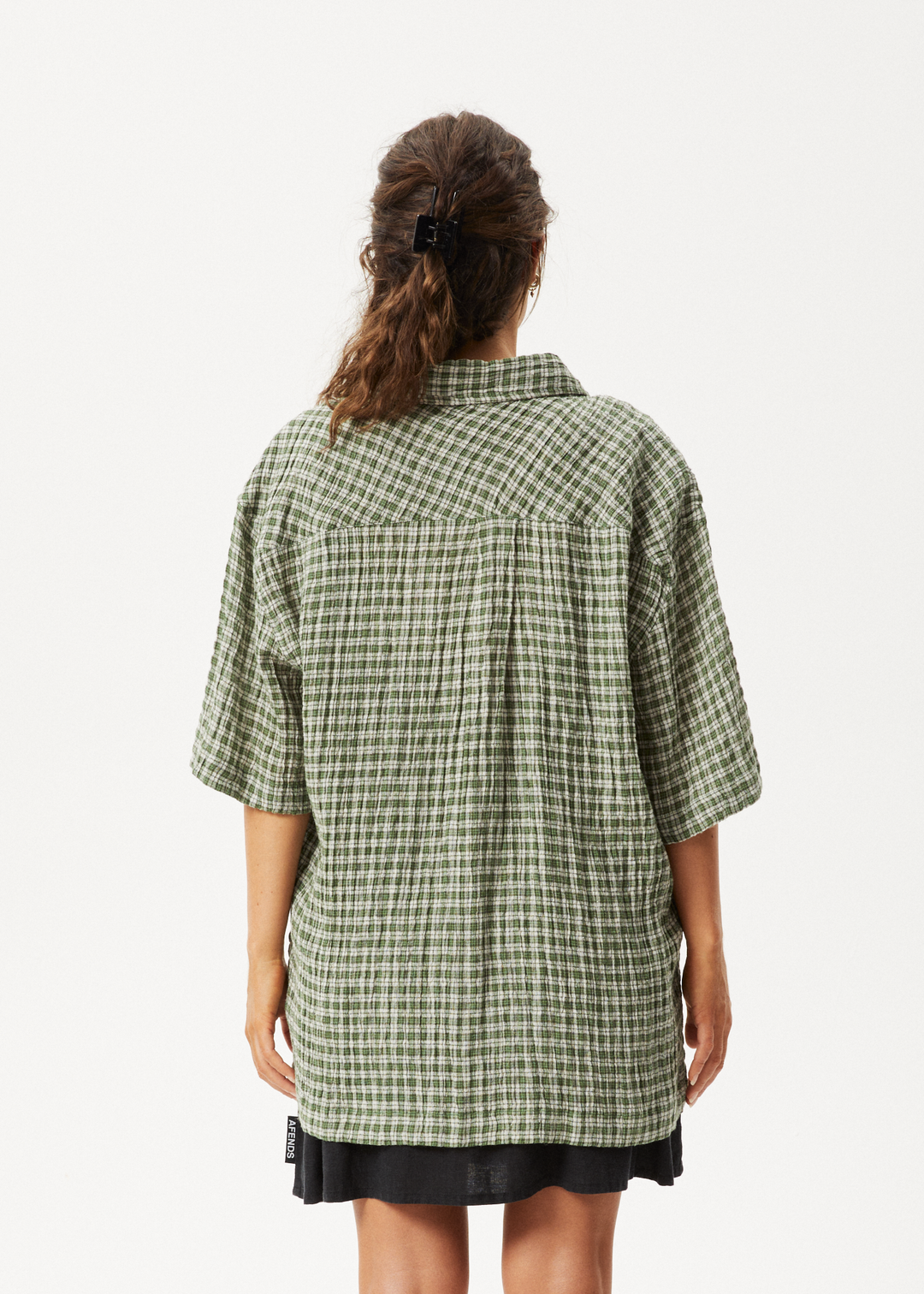 AFENDS Mens Base - Short Sleeve Shirt - Deep Green Check 